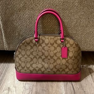 Coach; pink & brown; satchel ; used